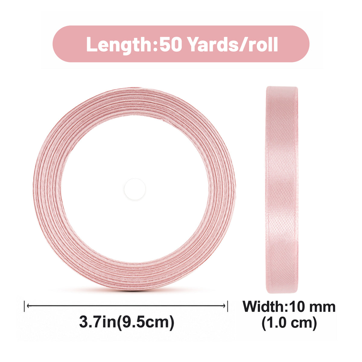 G2PLUS Baby Pink Satin Ribbons 10mm: 44m Gift Wrapping Ribbon for Crafting, Christmas, Wedding Party Decoration