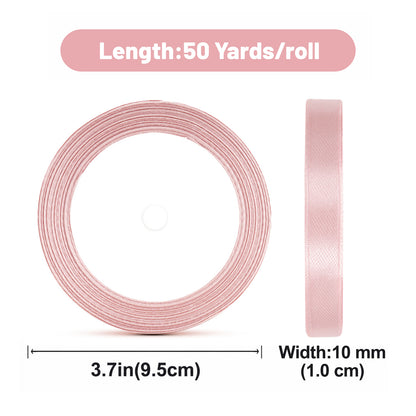 G2PLUS Baby Pink Satin Ribbons 10mm: 44m Gift Wrapping Ribbon for Crafting, Christmas, Wedding Party Decoration