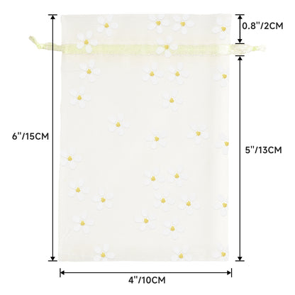 G2PLUS 30Pcs Ivory Organza Bags - 4x6 In Sheer Mesh Jewelry Pouches, Daisy Drawstring Organza Bags for Wedding, Baby Shower, Party Favors, Christmas