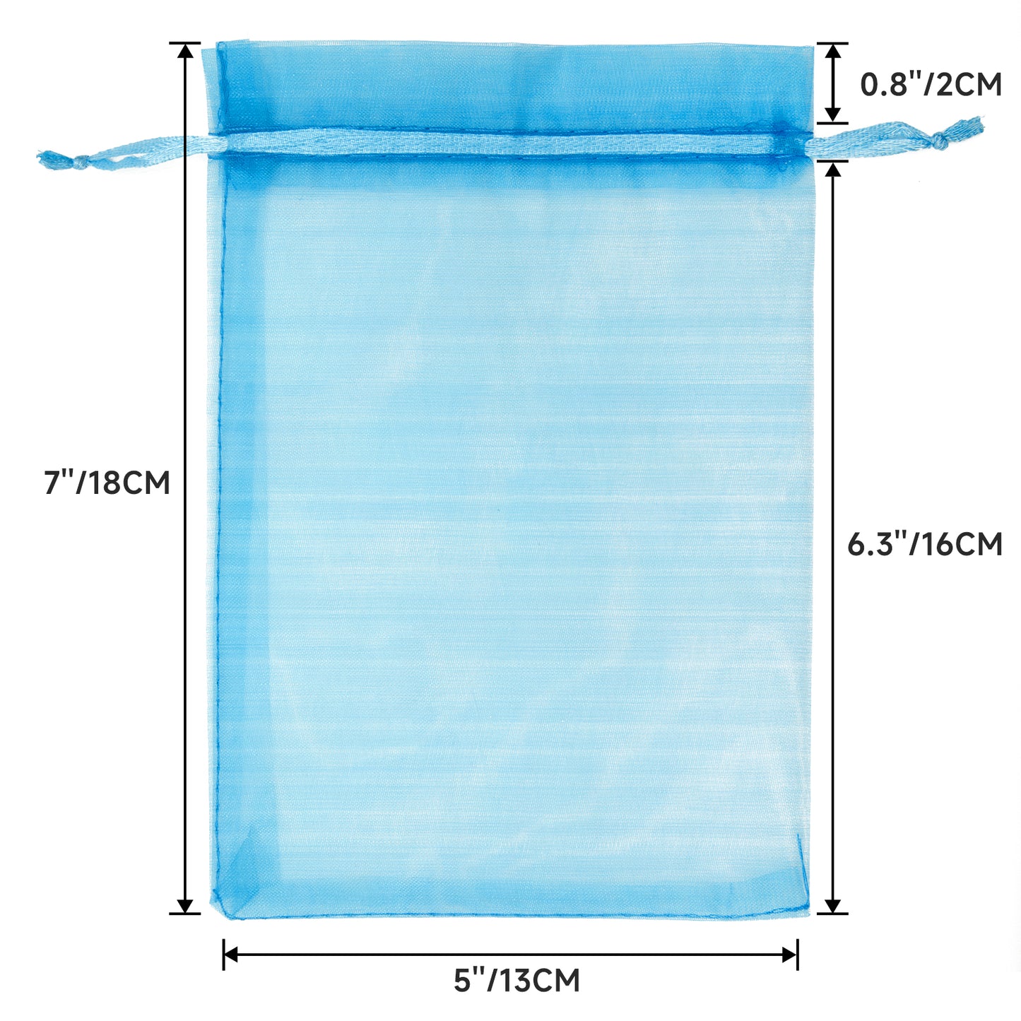 G2PLUS 25PCS Blue Organza Bags 5x7 inches, Sheer Mesh Jewelry Pouches, Organza Gift Bags with Drawstring for Candy, Jewelry, Wedding Party Favors