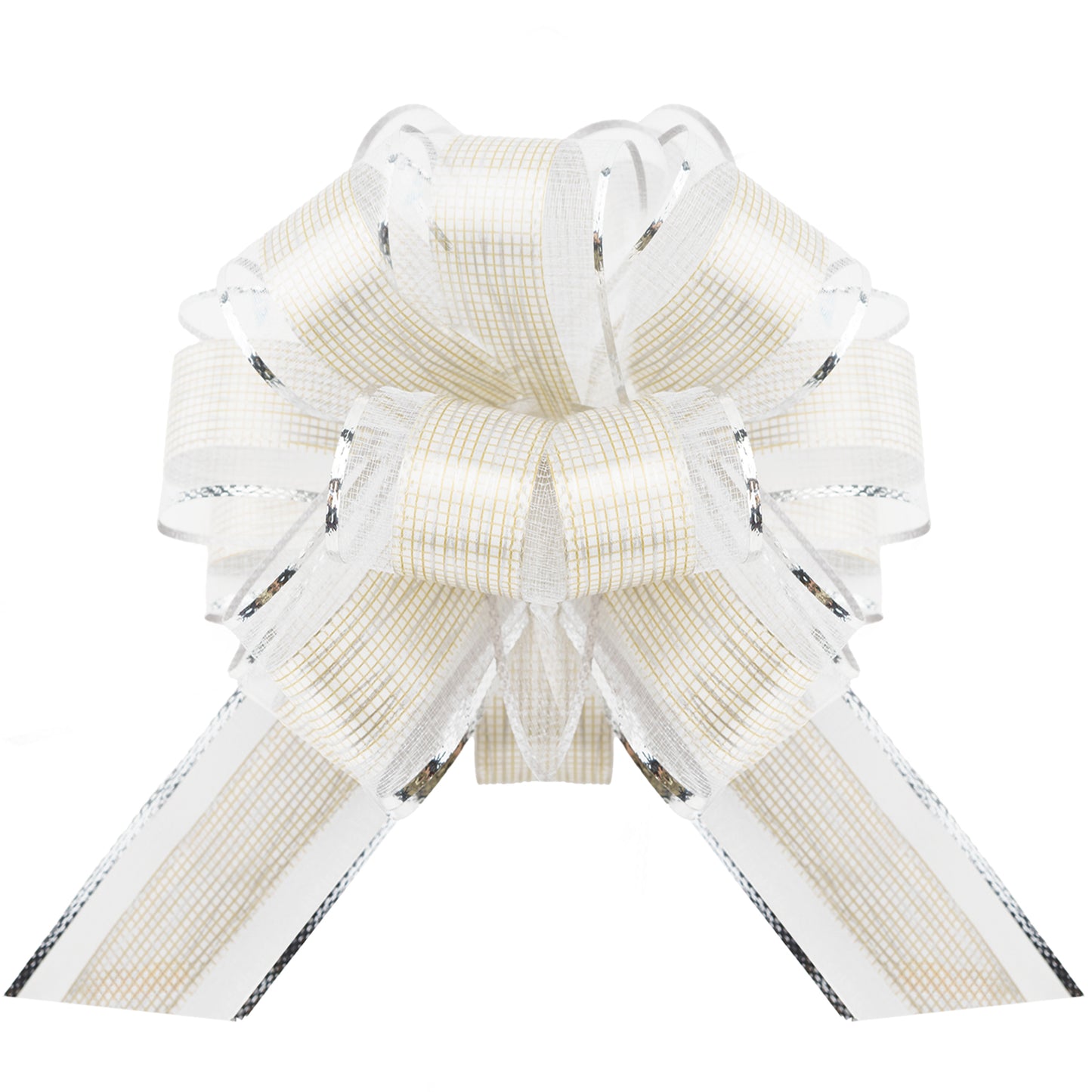 G2PLUS 12PCS Large Pull Bows, 6 Inch Silver Ribbon Pull Bows, Christmas Pull Bows Ribbon for Xmas Presents Wrapping, Wedding Cars, Birthday Decoration, Hampers, Christmas Wreaths, Bouquets
