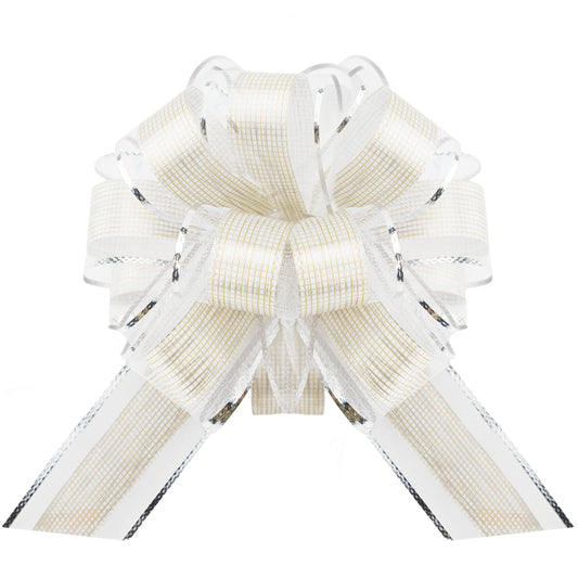 G2PLUS 12PCS Large Pull Bows, 6 Inch Silver Ribbon Pull Bows, Christmas Pull Bows Ribbon for Xmas Presents Wrapping, Wedding Cars, Birthday Decoration, Hampers, Christmas Wreaths, Bouquets