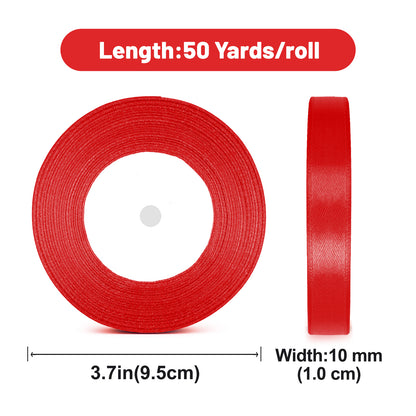G2PLUS 10mm Red Satin Ribbons: 44m Gift Wrapping Ribbon for Crafting, Christmas, Wedding Party Decoration