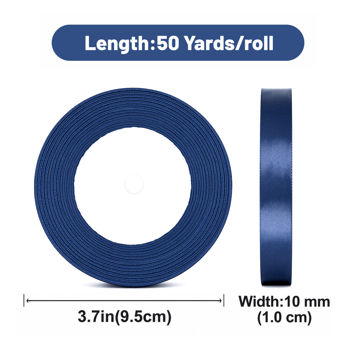 G2PLUS Navy Blue Satin Ribbons 10mm: 44m Gift Wrapping Ribbon for Crafting, Christmas, Wedding Party Decoration