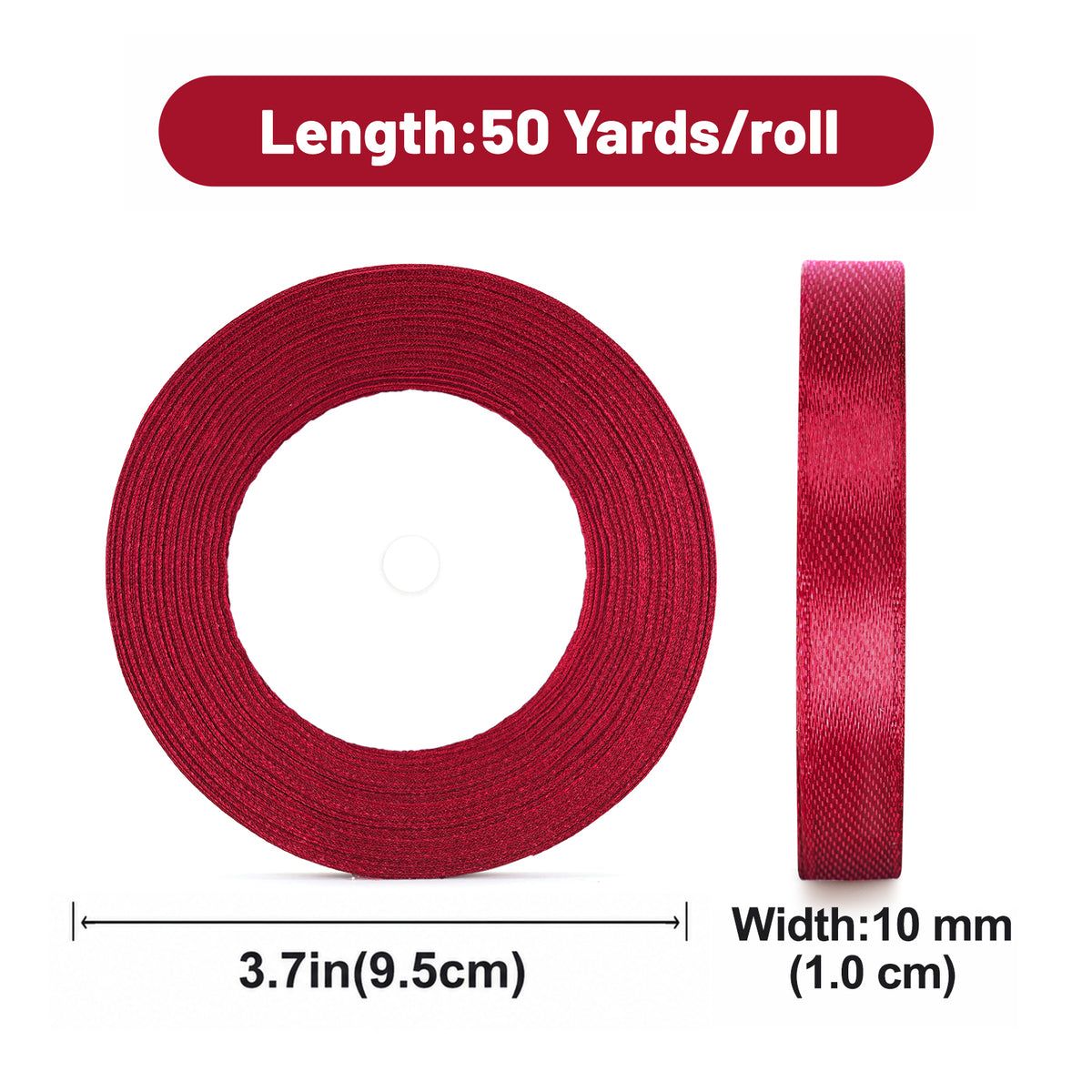 G2PLUS Burgundy Satin Ribbons 10mm: 44m Gift Wrapping Ribbon for Crafting, Christmas, Wedding Party Decoration