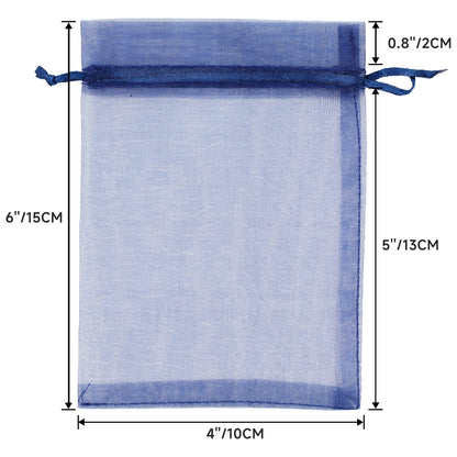 G2PLUS 100PCS Drawstring Organza Bags - Navy Blue Organza Bags 4x6 in Sheer Mesh Jewelry Pouches Candy Gift Wrap Pouch for Christmas, Wedding, Graduation Party Favors