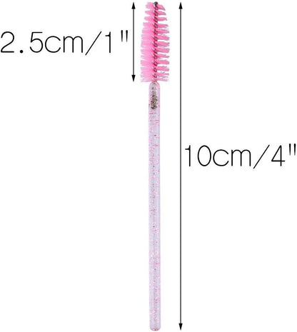 G2PLUS 50 PCS Disposable Eyelash Brushes Spoolies: Pink Crystal