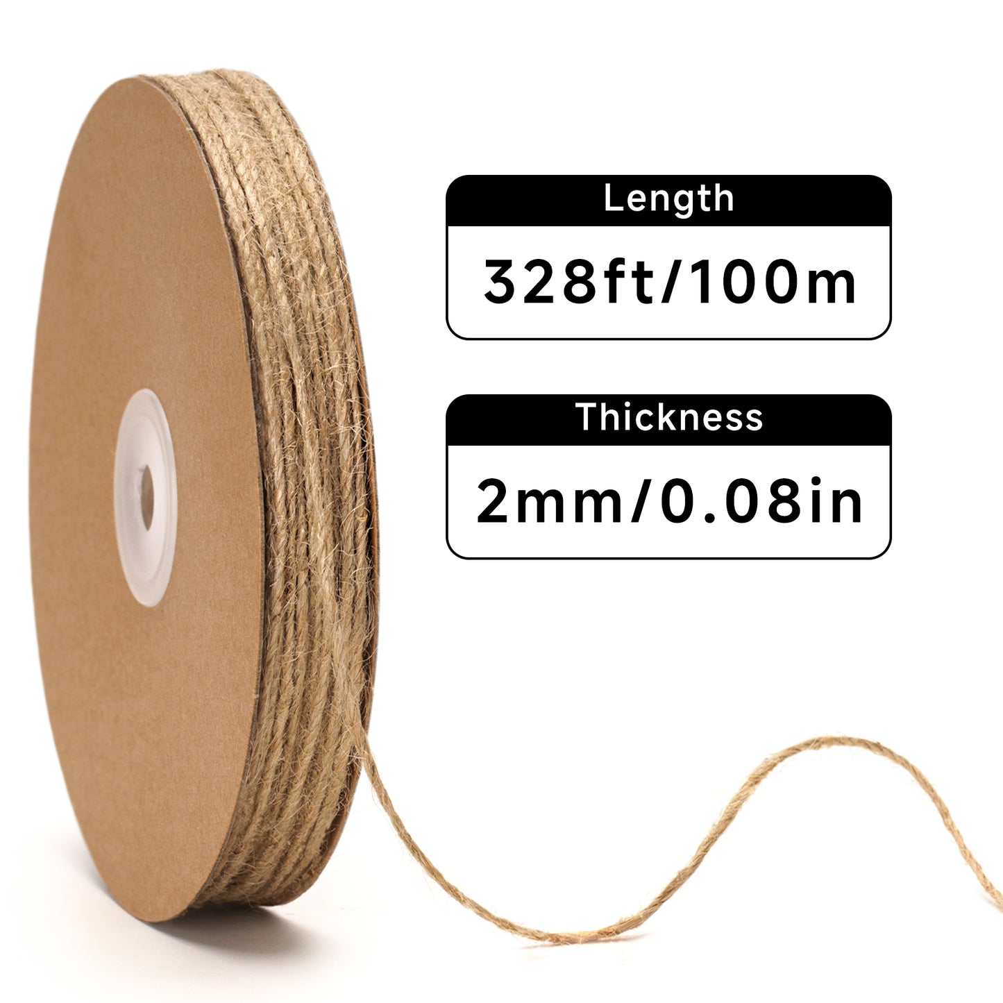 G2PLUS 328FT Jute Twine 2mm 3 Ply Natural Craft Twine String for Gift Wrapping, DIY Crafts, Gardening & Home Use
