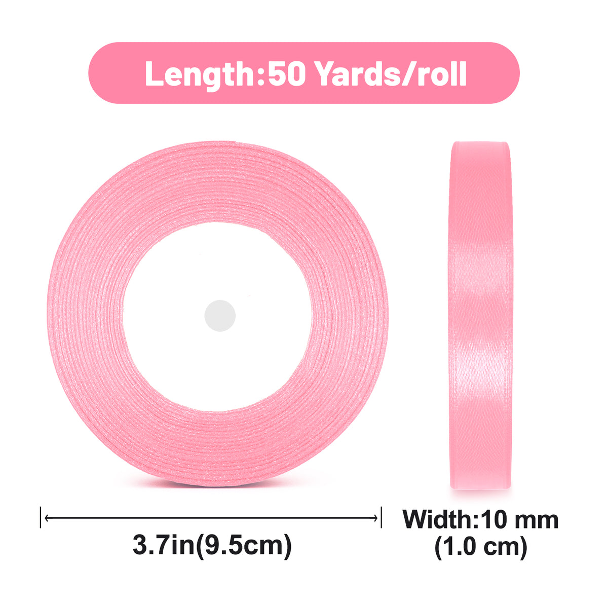 G2PLUS Pink Satin Ribbons 10mm: 44m Gift Wrapping Ribbon for Crafting, Christmas, Wedding Party Decoration