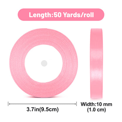 G2PLUS Pink Satin Ribbons 10mm: 44m Gift Wrapping Ribbon for Crafting, Christmas, Wedding Party Decoration