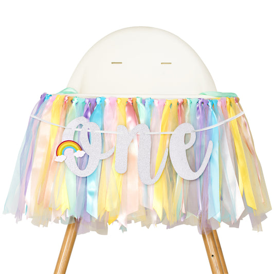 G2PLUS Rainbow ONE Highchair Banner,1st Birthday High Chair Banner, Baby Donut Theme Chair Banner,Dining Chair Banner for Baby Boys and Girls 1st Birthday Party,Photo Props,Baby Shower Decoration