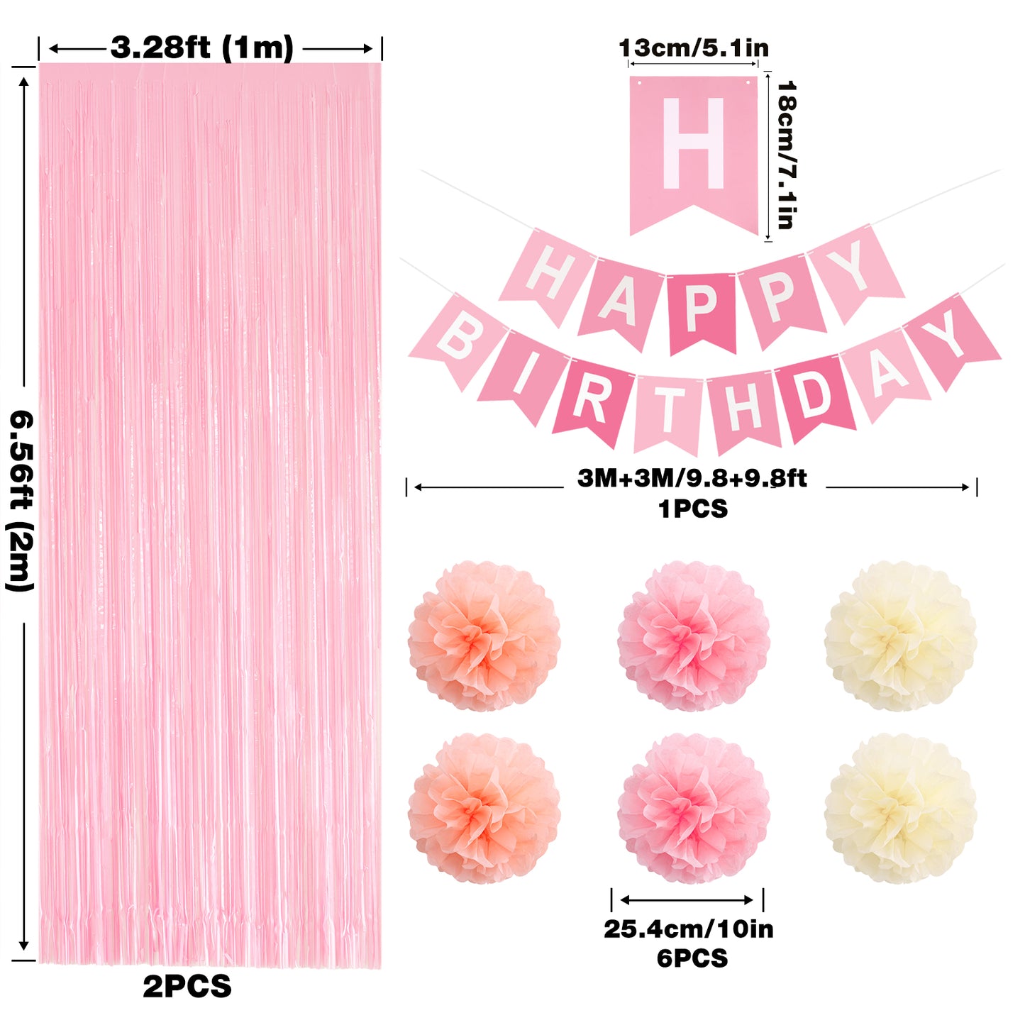 G2PLUS Pink Birthday Decorations Set, Birthday Party Backdrop Decorations