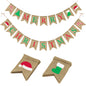 G2PLUS Merry Christmas Burlap Bunting Banner, Burlap Merry Christmas Banner with Christmas Hats, Rustic Christmas Garland with 20 Flag Pennants, Christmas Hessian Bunting for Xmas Decoration