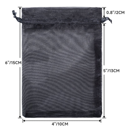 G2PLUS 30PCS Black Oragnza Bags 4x6 In - Drawstring Organza Bags, Sheer Mesh Jewelry Pouches, Candy Gift Wrap Pouches for Halloween, Christmas, Wedding Party Favors