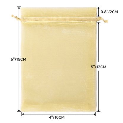G2PLUS 30PCS Gold Oragnza Bags 4x6 In - Drawstring Organza Bags, Sheer Mesh Jewelry Pouches, Candy Gift Wrap Pouches for Christmas, Birthday, Wedding Party Favors