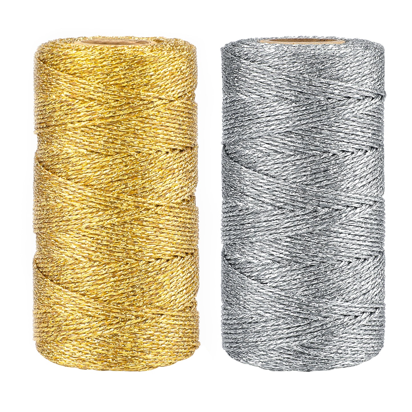 G2PLUS 200M Decorative Metallic String - 1.5mm Gold and Silver Twine String - Sparkle Bakers Thread Twine- Jewelry Thread Cord for DIY Crafts Gift Wrapping & Wedding Favors