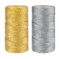 G2PLUS 200M Decorative Metallic String - 1.5mm Gold and Silver Twine String - Sparkle Bakers Thread Twine- Jewelry Thread Cord for DIY Crafts Gift Wrapping & Wedding Favors