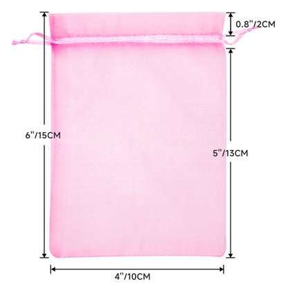 G2PLUS Rosa Organzasäckchen 10x15cm Geschenk Organzabeutel, 50 Stück Organza-Beutelchen mit Kordelzug Sie als Hochzeit Bonbonsbeutel, Schmuckbeutel, Geschenkbeutel