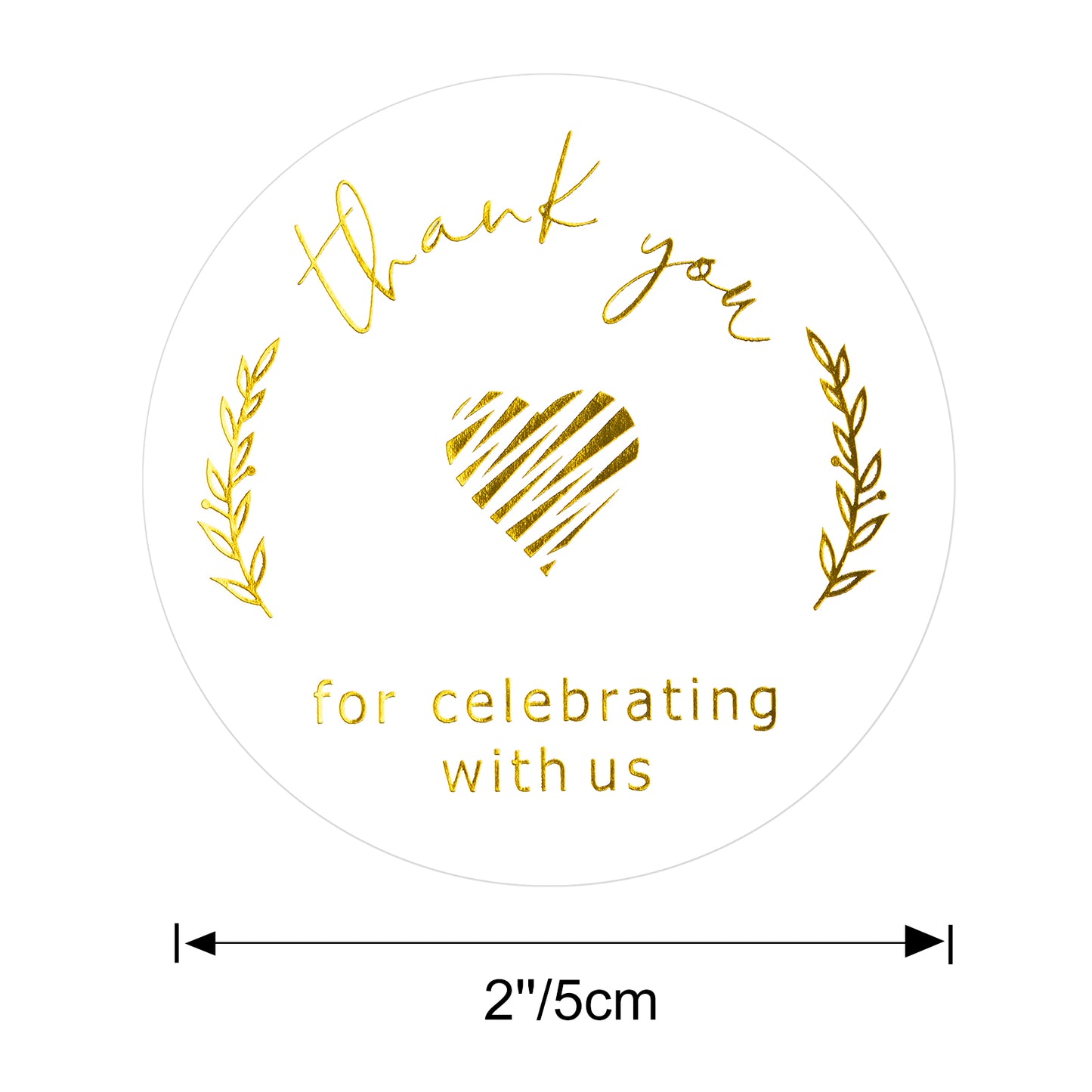 G2PLUS Thank You Stickers, 120PCS Gold Foil Thank You Stickers, 2 Inch Round Thank You Stickers Labels, Thank You for Celebrating with Us Stickers for Birthday, Wedding, Graduation Party Favors