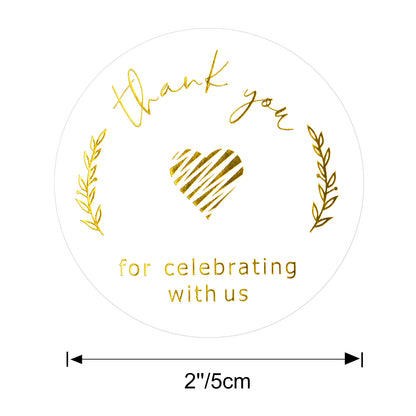 G2PLUS Thank You Stickers, 120PCS Gold Foil Thank You Stickers, 2 Inch Round Thank You Stickers Labels, Thank You for Celebrating with Us Stickers for Birthday, Wedding, Graduation Party Favors