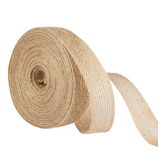 G2PLUS 2CM Natural Hessian Ribbon, 10M Jute Burlap Craft Ribbon, Brown Ribbon for Crafting, Rustic Jute Band for Bouquet, Hessian Wrapping Ribbon for Prsents, Christmas Wreaths Project