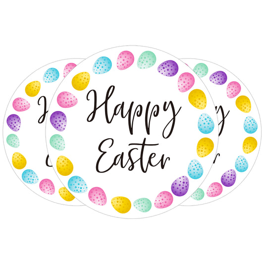 G2PLUS Easter Gift Stickers, 120Pcs Happy Easter Stickers, 2" Round Easter Eggs Labels Stickers, Personalized Easter Decoration Stickers for Gift Wrap, Easter Party, Candy Bags
