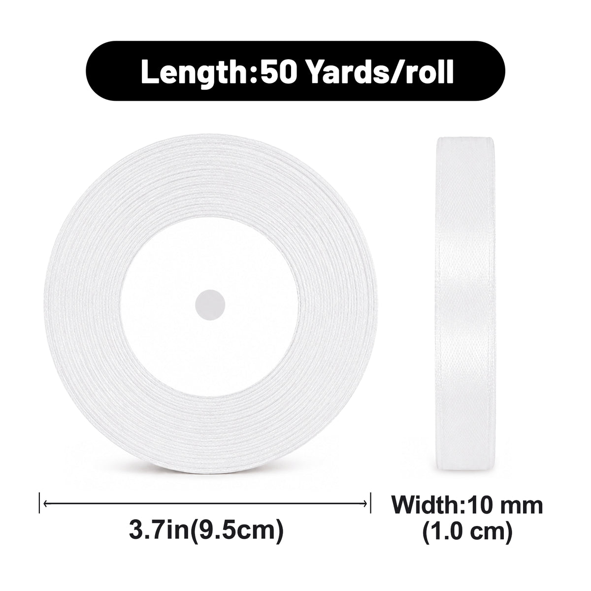 G2PLUS White Satin Ribbons 10mm: 44m Gift Wrapping Ribbon for Crafting, Christmas, Wedding Party Decoration