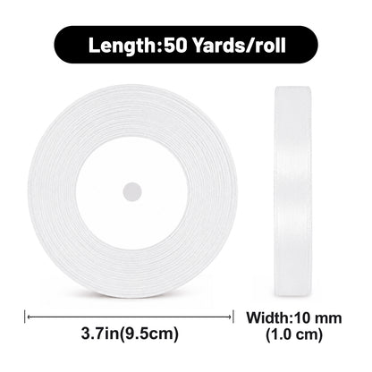 G2PLUS White Satin Ribbons 10mm: 44m Gift Wrapping Ribbon for Crafting, Christmas, Wedding Party Decoration