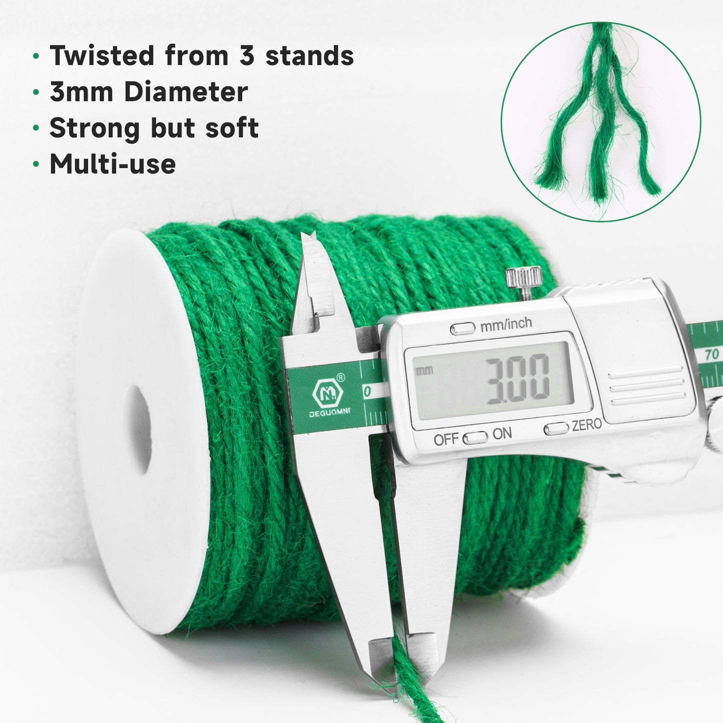 G2PLUS Natural Jute Twine String, 3mm Jute Garden Twine, 328 Feet Jute Twine String for Crafts, 3 Ply Hemp Twine Rope for Gift Wrapping and Climbing Plants, Arts, Decoration Packing String（Green）