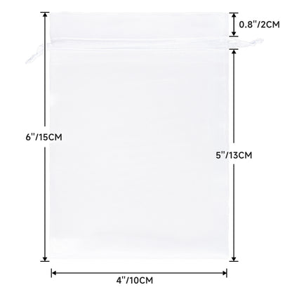 G2PLUS 30PCS White Oragnza Bags 4x6 In - Drawstring Organza Bags, Sheer Mesh Jewelry Pouches, Candy Gift Wrap Pouches for Christmas, Baby Shower, Wedding Party Favors