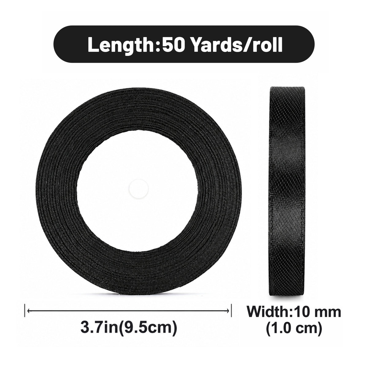G2PLUS Black Satin Ribbons 10mm: 44m Gift Wrapping Ribbon for Crafting, Christmas, Holloween Party Decoration