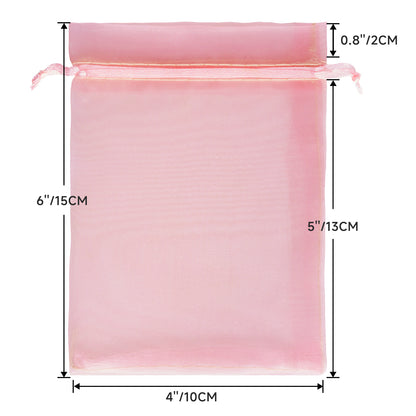 G2PLUS 30PCS Blush Pink Oragnza Bags 4x6 In - Drawstring Organza Bags, Sheer Mesh Jewelry Pouches, Candy Gift Wrap Pouches for Christmas, Birthday, Wedding Party Favors