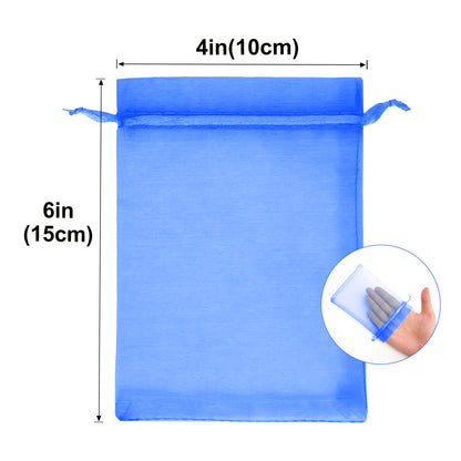 G2PLUS Royal Blue Organza Bags 4x6 In - 100PCS Drawstring Organza Bags, Sheer Mesh Jewelry Pouches, Candy Gift Wrap Pouch for Christmas, Baby Shower, Birthday, Wedding Party Favors
