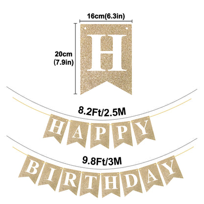 G2PLUS Pre-Strung Happy Birthday Banner: 16 x 20 cm Large, No-DIY Birthday Banner for Birthday Party Decorations