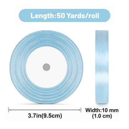 G2PLUS Baby Blue Satin Ribbons 10mm: 44m Gift Wrapping Ribbon for Crafting, Christmas, Wedding Party Decoration