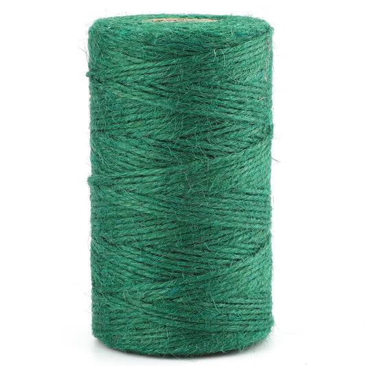 G2PLUS Green Jute String Twine 2MM, 100M Natural Garden Jute Rope, 3 Ply Art and Crafts Linen String for DIY Craft; Gardening Use