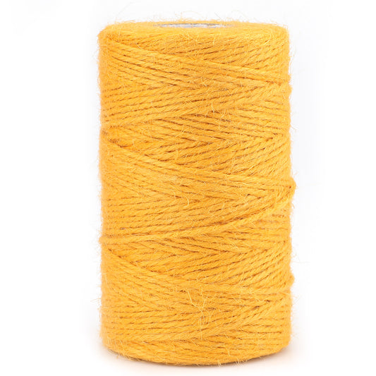 G2PLUS Yellow Jute String Twine 2MM, 100M Natural Garden Jute Rope, 3 Ply Art and Crafts Linen String for DIY Craft; Gardening Use