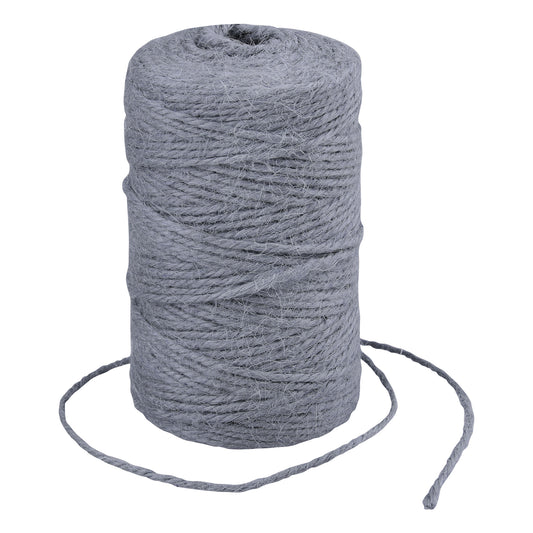 G2PLUS Grey Jute String Twine 2MM, 100M Natural Garden Jute Rope, 3 Ply Art and Crafts Linen String for DIY Craft; Gardening Use