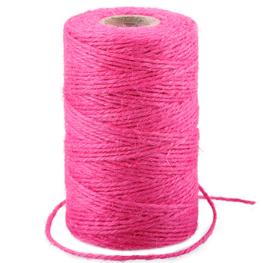 G2PLUS Rose Pink Jute String Twine 2MM, 100M Natural Garden Jute Rope, 3 Ply Art and Crafts Linen String for DIY Craft; Gardening Use