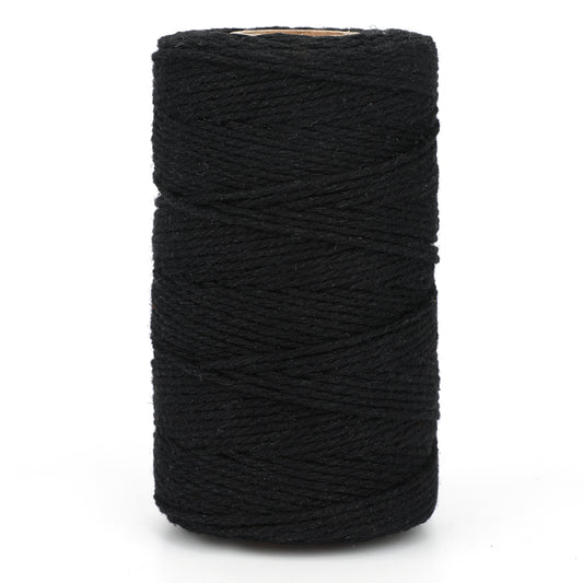 G2PLUS Black Cotton String Twine, 100M Gift Wrapping Bakers String, 2MM Handicrafts Decorative Cord Twine for DIY Gift Decorations