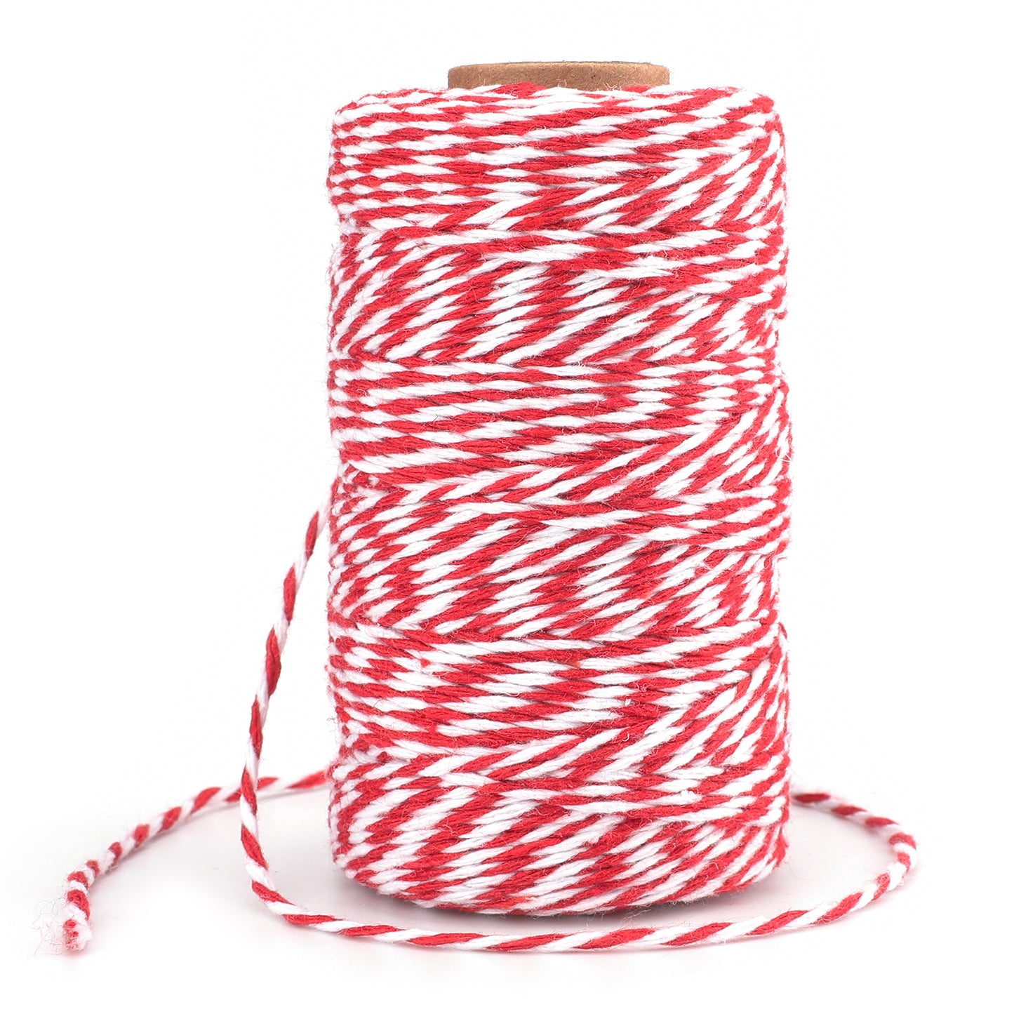 G2PLUS Rot Weiß Baumwollschnur, 2mm Geschenkschnur zum Einpacken von Geschenken, 100m Weihnachten Bastelschnur, Zweifarbige Dekoband Kordel für Adventskalender Weihnachten Geschenke Verpackt