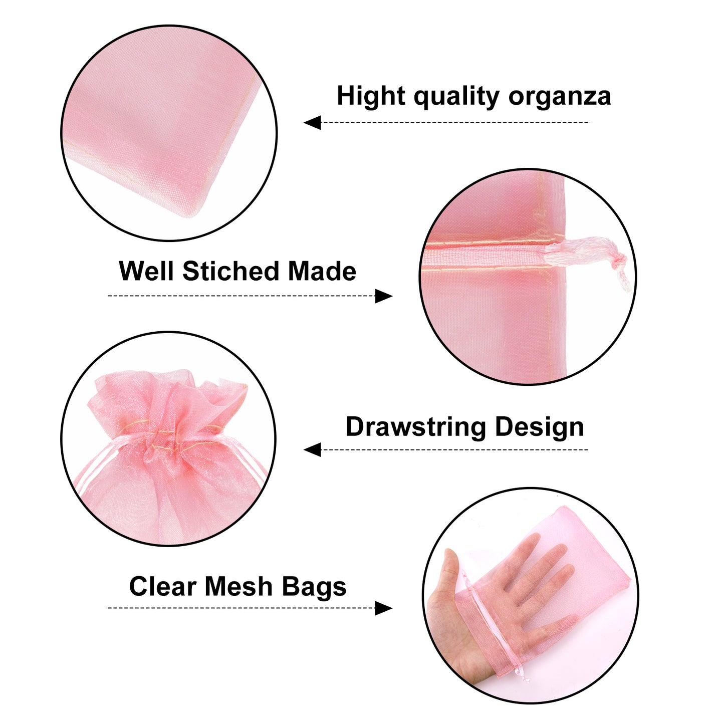 G2PLUS 30PCS Blush Pink Oragnza Bags 4x6 In - Drawstring Organza Bags, Sheer Mesh Jewelry Pouches, Candy Gift Wrap Pouches for Christmas, Birthday, Wedding Party Favors