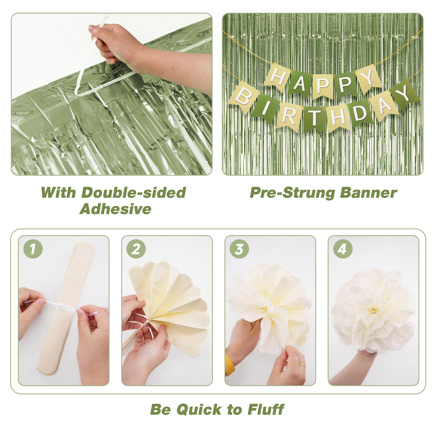 G2PLUS Green Birthday Decorations Set, Birthday Party Backdrop Decorations