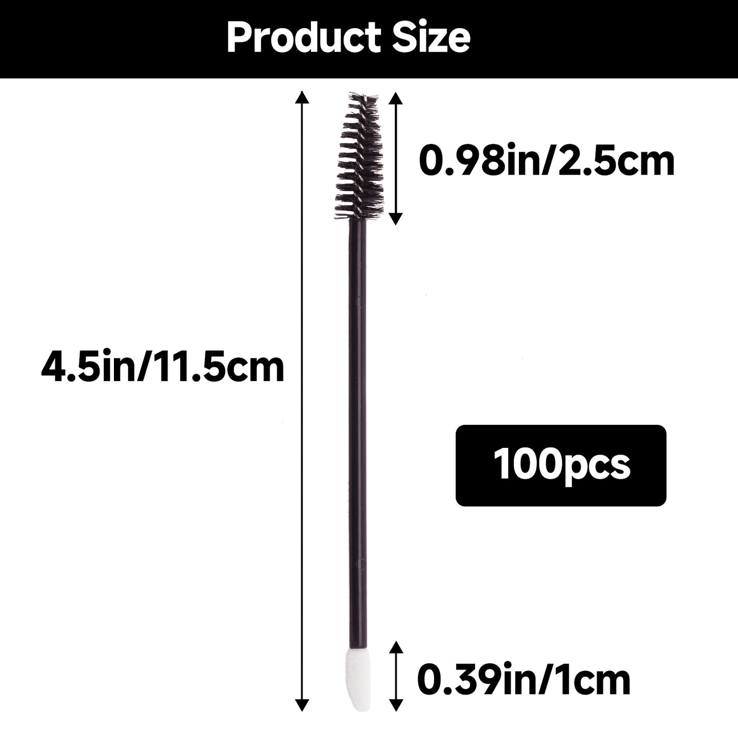 G2PLUS 100pcs Eyelash Brush and Lip Brush, Black Dual Ended Mascara Wands, Disposable Makeup Brushes for Eyelash Extension, Eyebrow, Lip Gloss, Salon and Travel Use
