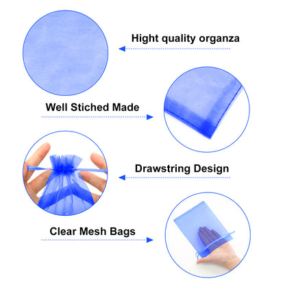 G2PLUS 25PCS Royal Blue Organza Bags 5x7 inches - Sheer Mesh Jewelry Pouches, Organza Gift Bags with Drawstring for Candy, Jewelry, Wedding Party Favors
