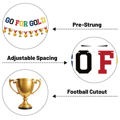 G2PLUS Go for Gold Banner with Medal and Trophy Garland