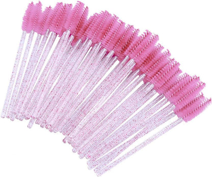 G2PLUS 50 PCS Disposable Eyelash Brushes Spoolies: Pink Crystal