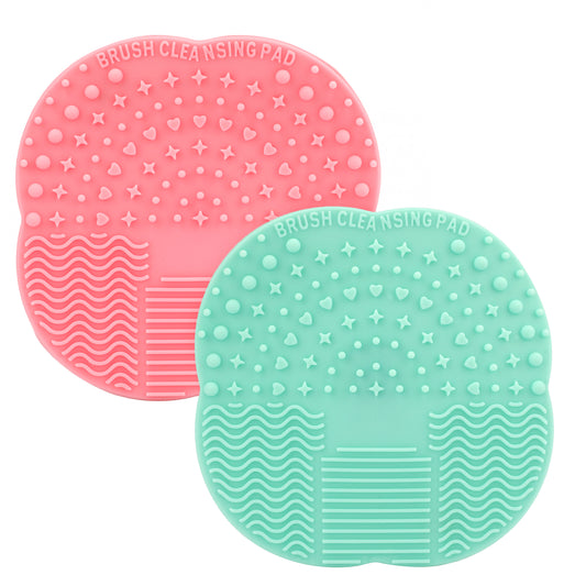 G2PLUS Make up Brush Cleaning Pads - 2PCS Silicone Brush Cleaners - 10cm Brush Cleaning Mats - Hand Held Make up Brush Cleaners for Cleaning Make up Brushes