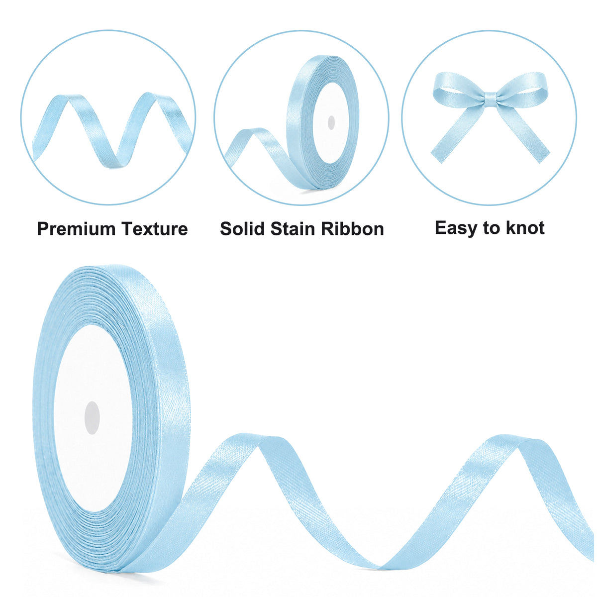 G2PLUS Baby Blue Satin Ribbons 10mm: 44m Gift Wrapping Ribbon for Crafting, Christmas, Wedding Party Decoration