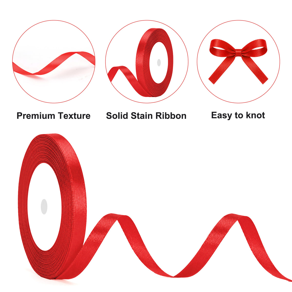 G2PLUS 10mm Red Satin Ribbons: 44m Gift Wrapping Ribbon for Crafting, Christmas, Wedding Party Decoration
